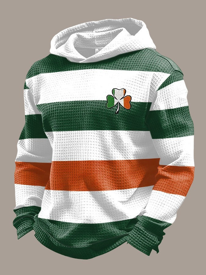 Shamrock Stripe Hoodie St Patrick's Day Apparel Gift Ideas For Him Ireland - Lilybirchmarket