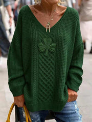  Shamrock V-Neck Sweater Forever Irish St Pattys Shirt Cute St Patrick's Day Gifts - TradiViet