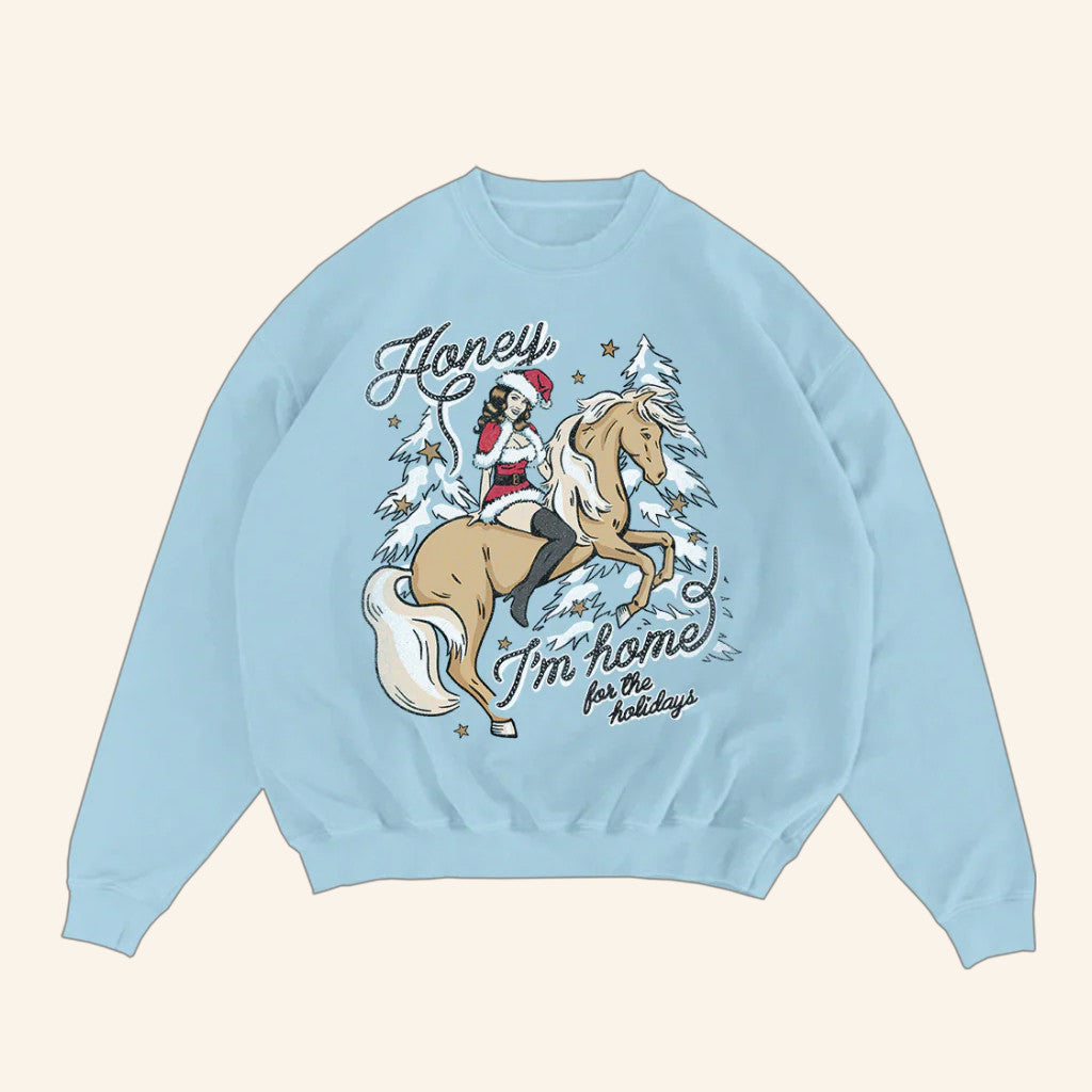 Shania Twain Merch Honey I'm Home Holiday Crewneck Sweatshirt Christmas Gifts For Her - Lilybirchmarket