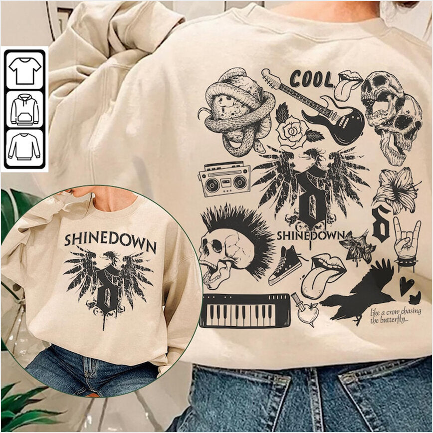 Shinedown Doodle ArShirt, 2 Side Vintage Shinedown Merch Lyric Album Art SweatShirt, Retro Shinedown Tour Shirt Gifts For Her - Lilybirchmarket