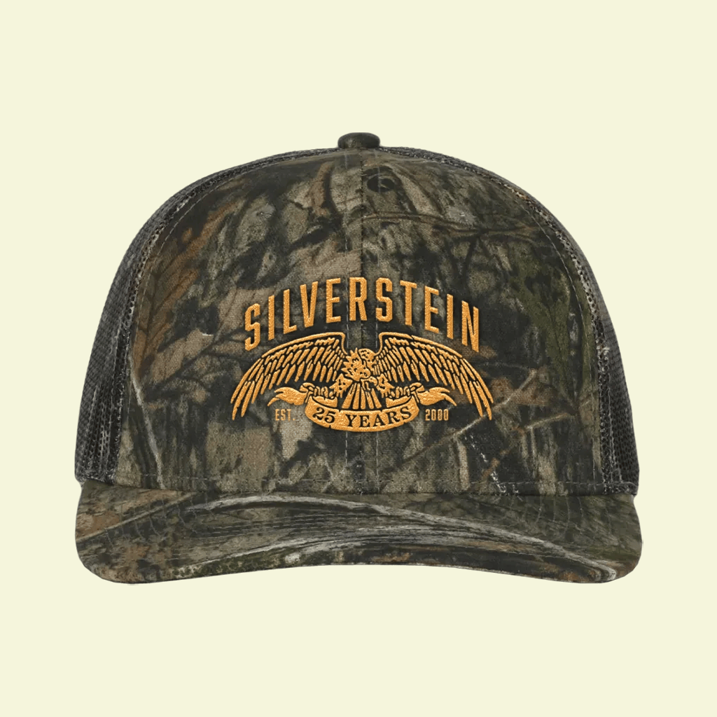Silverstein Merch Eagle 25 Years Camo Trucker Hat Embroidered Silverstein Hat Gifts For Him - Lilybirchmarket