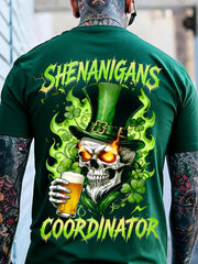  Skull And Beer Shenanigans Coordinator T-Shirt Men's St Patrick's Day Apparel Dad Gifts - TradiViet