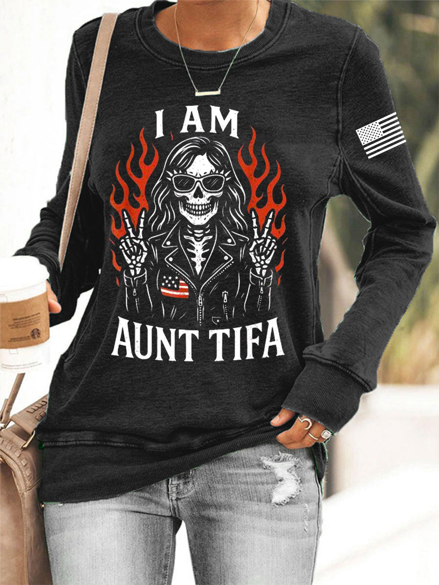 Skull I Am Aunt Tifa Hoodie 8647 No'Kings Sweatshirt Pro Democracy Merch Gifts for Wife - Lilybirchmarket