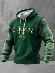 Slainte Clover Plaid Hoodie Men's St Patrick's Day Clothing Gifts For Irish Him - Lilybirchmarket