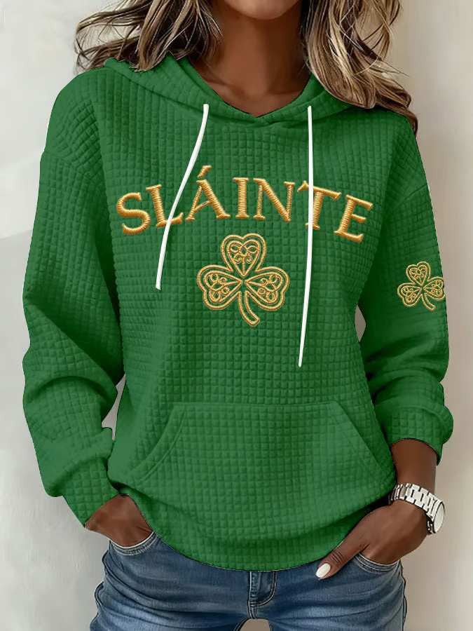 Slainte Knit Crew Neck Hoodie St Paddys Day Shirt Unique St Patrick's Day Gifts - Lily Birch Market