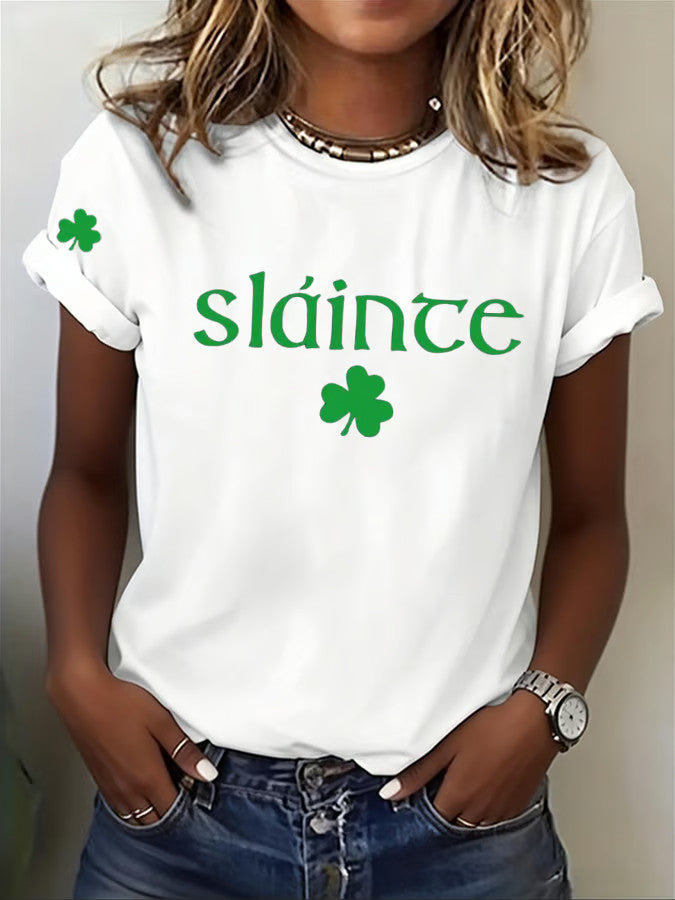  Slainte Print T Shirt Green St Patrick'S Day Shirts Shamrock Irish Gift For Celebration - TradiViet