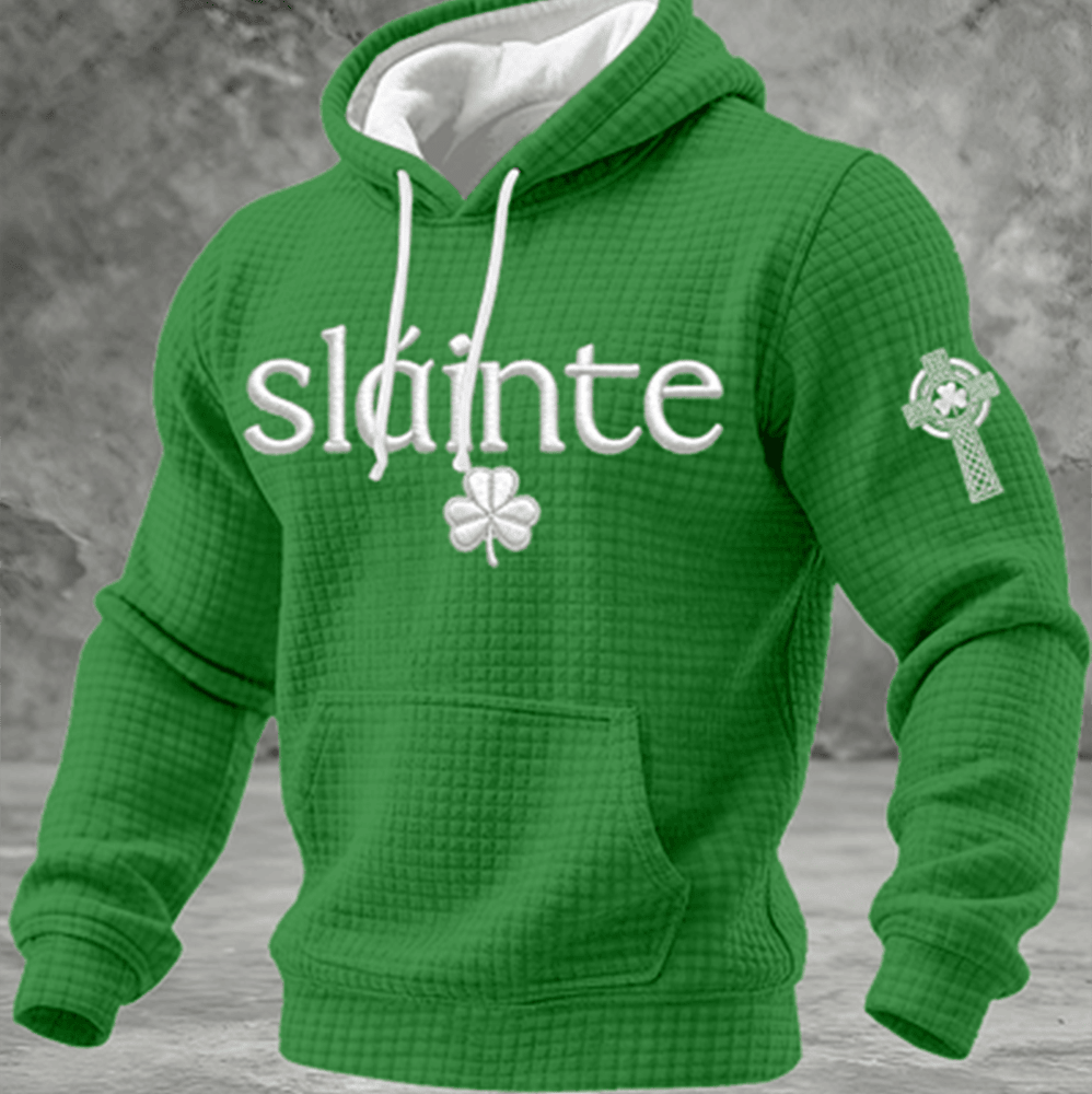 Slainte Shamrock Celtic Cross Hoodie St Patrick's Day Apparel Husband Gift Ideas - Lilybirchmarket