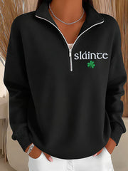  Slainte St Patrick Half Zip Sweatshirt Irish Pride Saint Patrick's Day Apparel Gifts For Her - TradiViet
