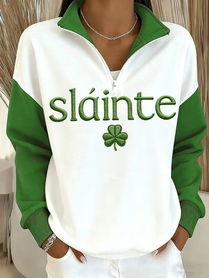  Slainte St Patrick's Day Half Zip Sweatshirt Celtic Pride St Patty's Day Clothes St Patrick Gifts - TradiViet