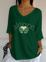  Slainte St Patrick's Day V-Neck T-Shirt Saint Patrick Shirts St Patty's Gift For Irish - TradiViet