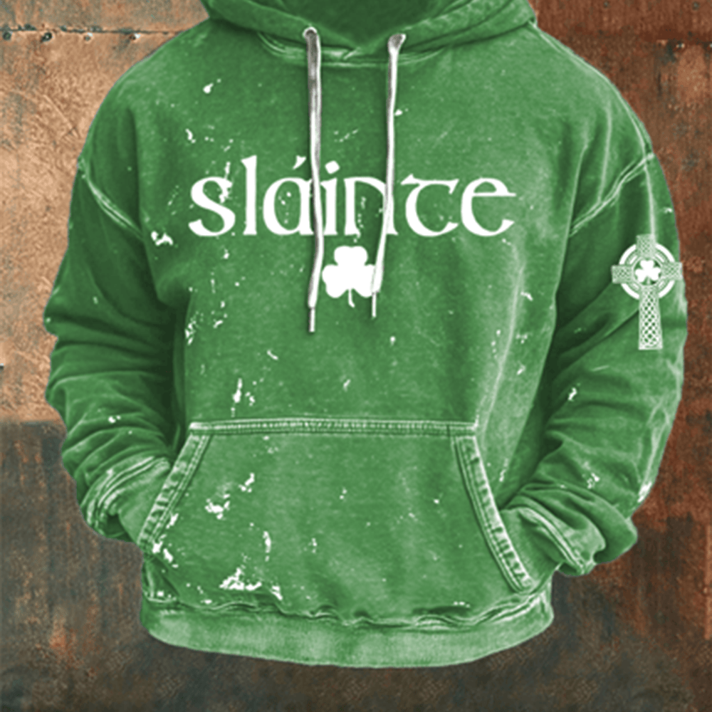Slainte St Patrick's Day Vintage Hoodie St Patrick's Day 2026 Hooded Sweatshirt - Lilybirchmarket