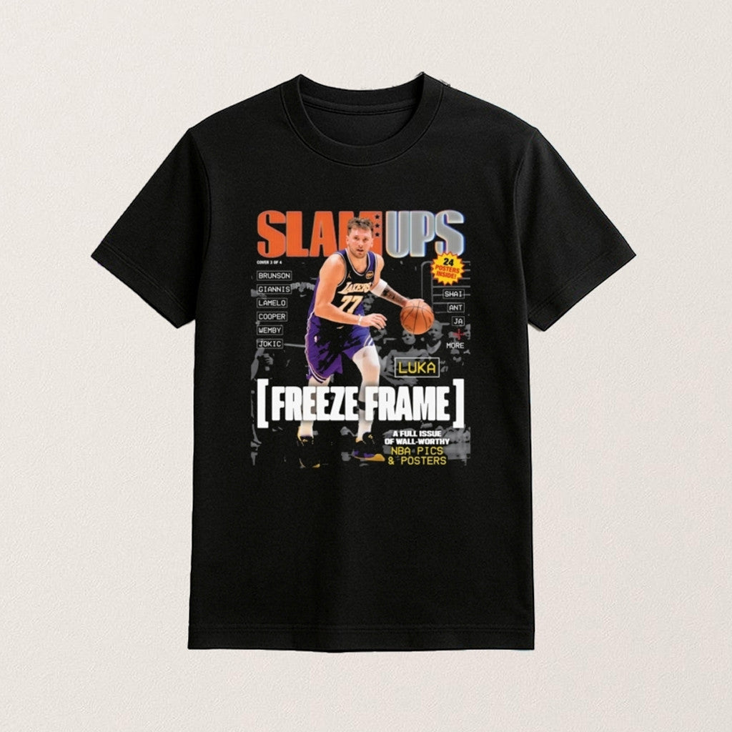 SLAMUPs Merch Luka Doncic Freeze Frame Magazine T-Shirt Best Gifts For Basketball Lovers - Lily Birch Market