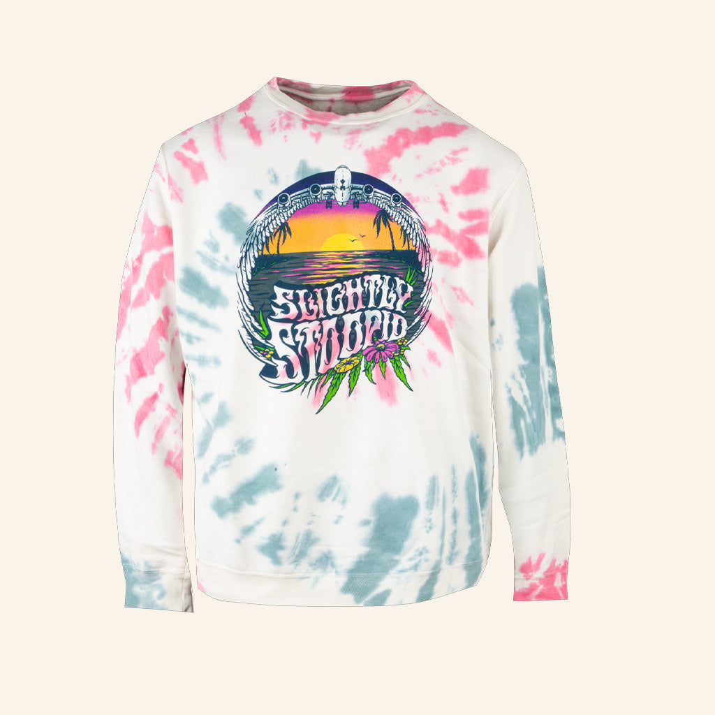 Slightly Stoopid Merch Up On A Plane Ladies Tie Dye Sweatshirt Best Gifts For Girlfriend - Lilybirchmarket