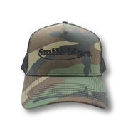 Smile More Merch Smile More Camo Trucker Hat Embroidered Present For Husband - Lilybirchmarket