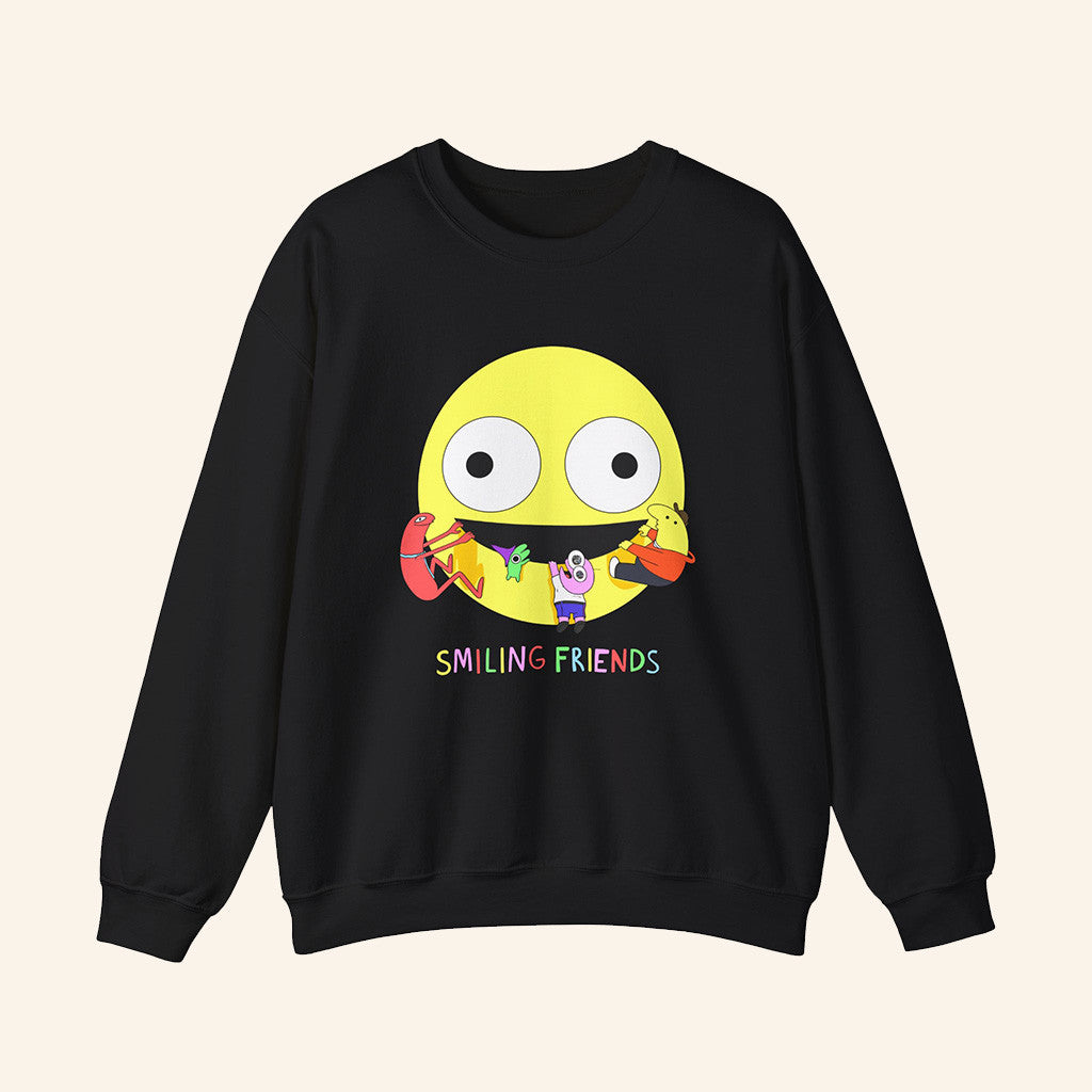 Smiling Friends Merch Black Smiling Friends Sweatshirt Birthday Ideas For Boyfriend - Lilybirchmarket