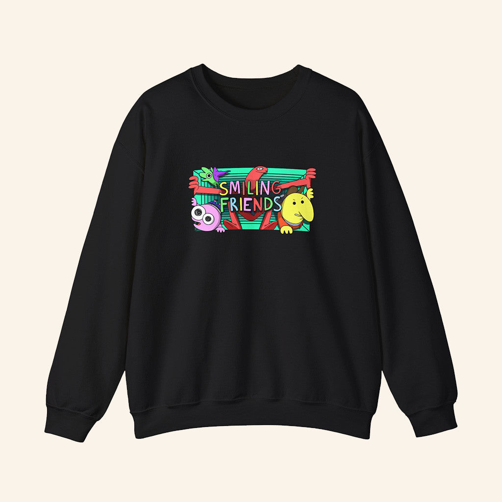Smiling Friends Merch Black Smiling Friends Sweatshirt Gifts For Son - Lilybirchmarket