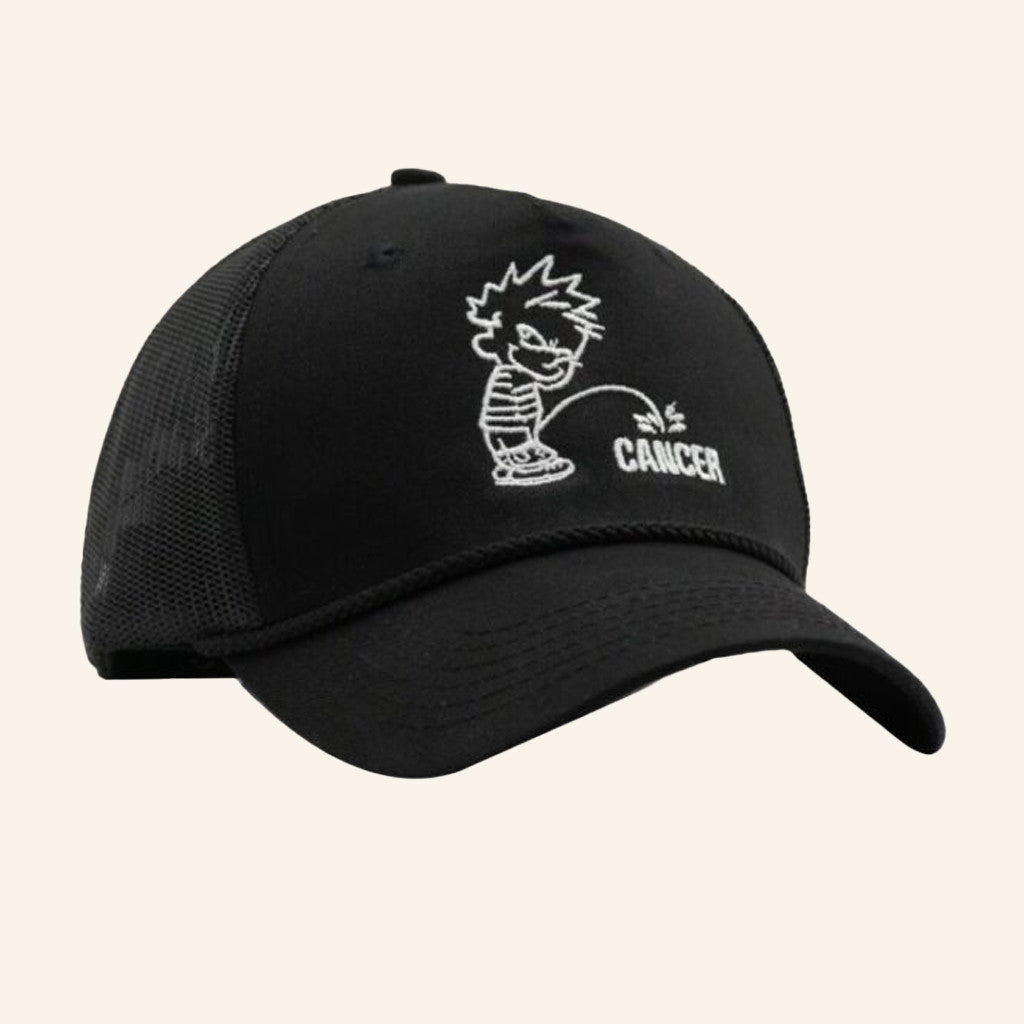 Snag Merch Calvin Hates Cancer Embroidered Trucker Hat Gift Ideas For Cancer Patients - Lilybirchmarket