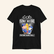 Snoopy And Charlie Brown God First Family Second Then Detroit Basketball Trophy T-Shirt Gifts - Lily Birch Market