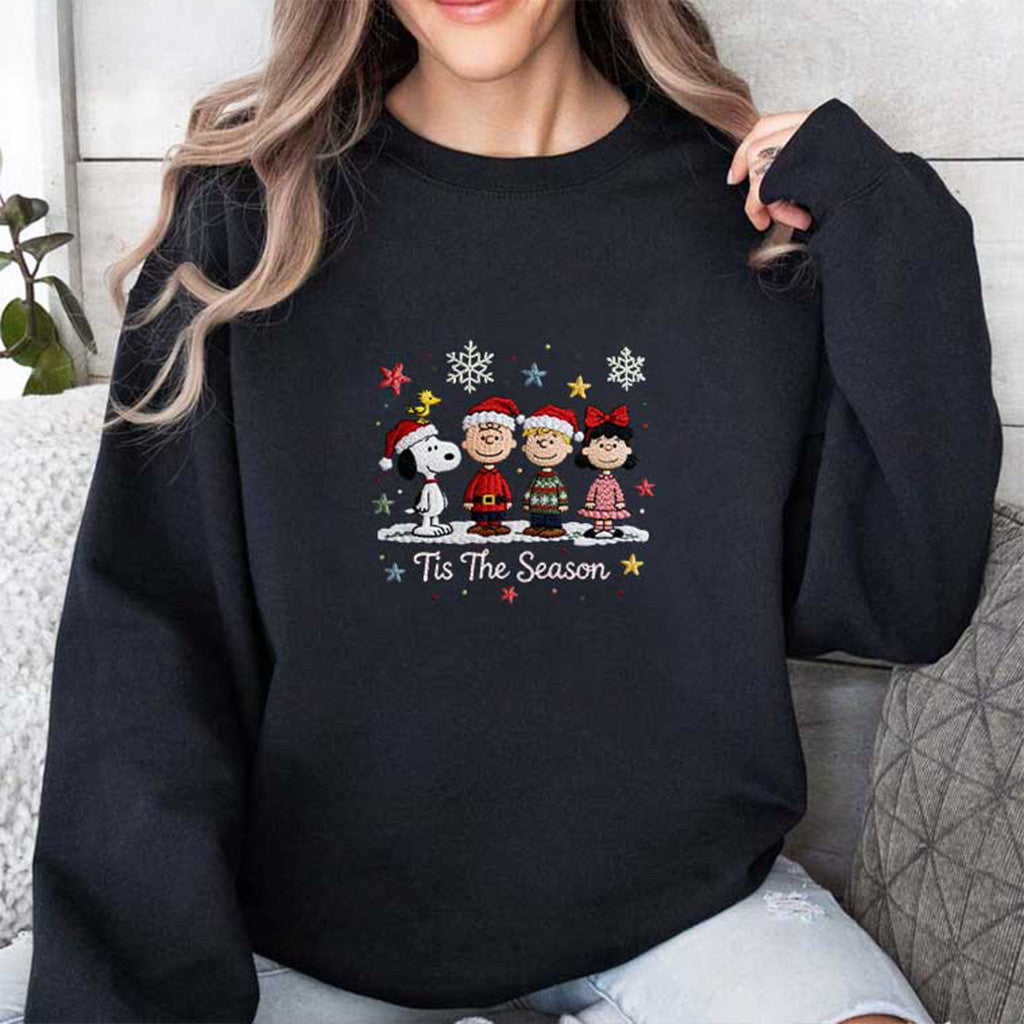 Snoopy And Friend Tis The Season Christmas Embroidered Sweatshirt Xmas Gifts For Daughter - Lilybirchmarket