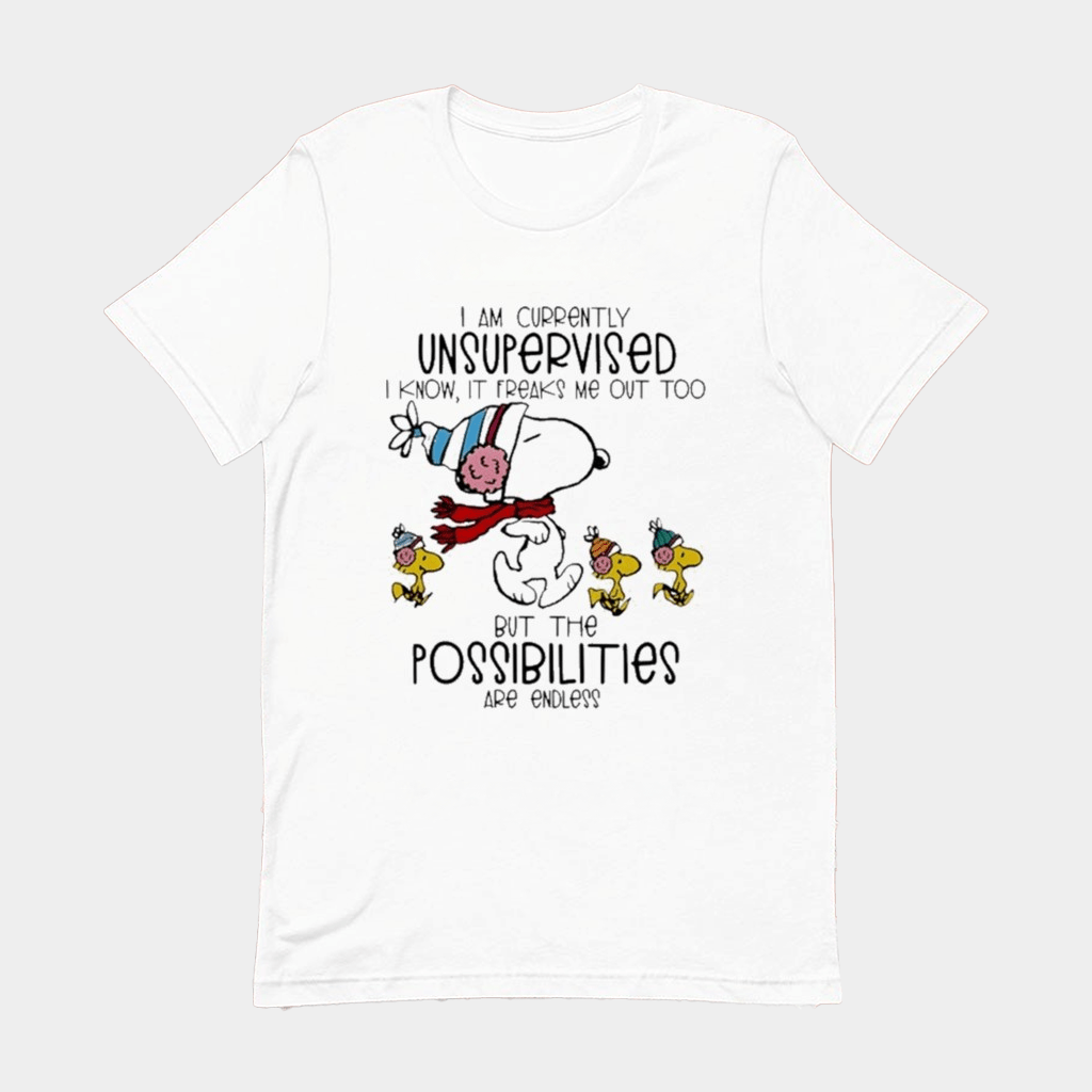 Snoopy And Woodstock I Am Currently Unsupervised I Know It Freaks Me Out Too But The Possibilities Are Endless T-shirt - Lily Birch Market