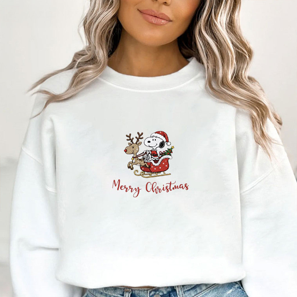 Snoopy Peanuts Cute Christmas Embroidered Sweatshirt Christmas Gifts For Sister - Lilybirchmarket
