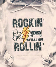 Softball Mom Hoodie Rock In Roll Hooded Sweatshirt Softball Lovers Gifts For Mother - Lilybirchmarket