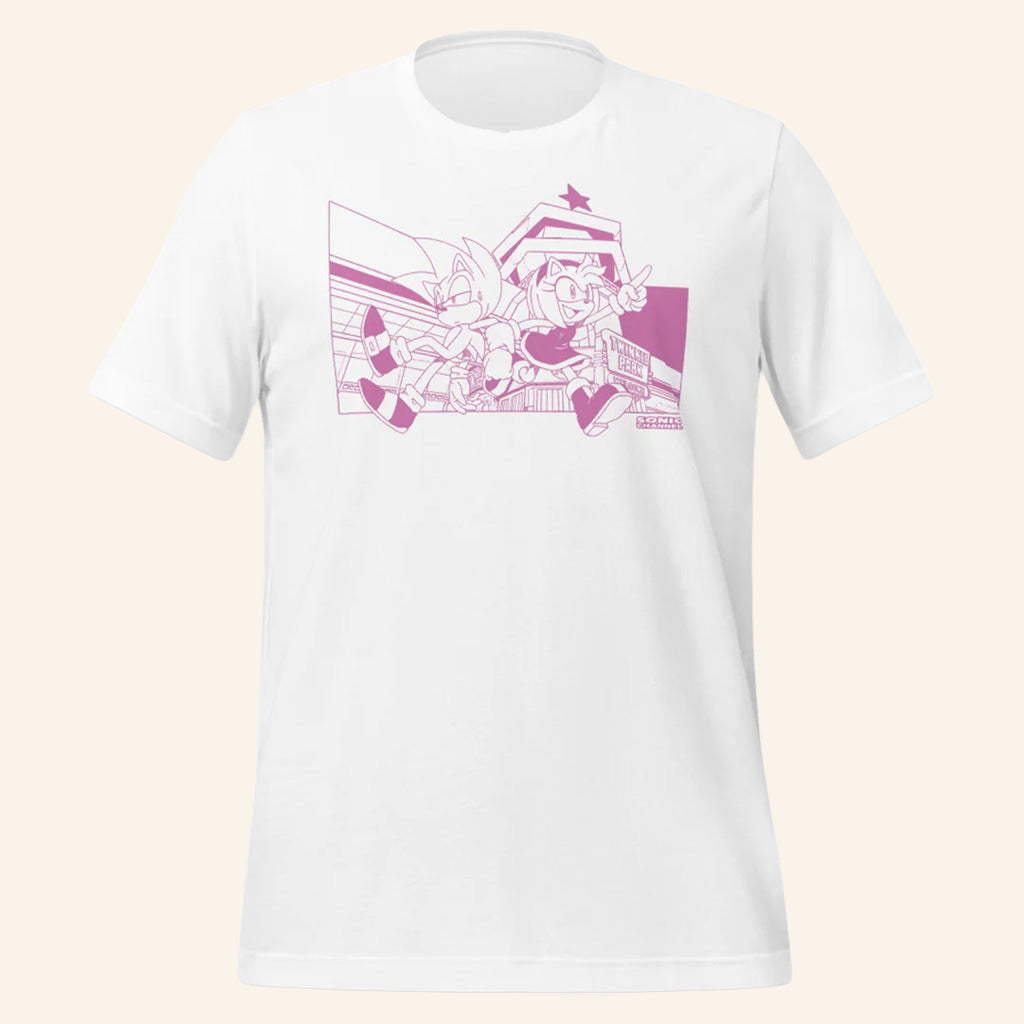 Sonic The Hedgehog Merch Sonic And Amy Wallpaper Cover Story T-Shirt Gifts For Her - Lily Birch Market