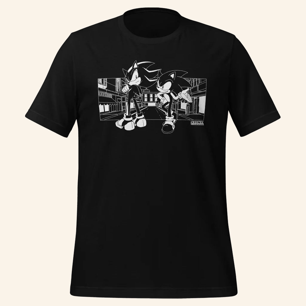 Sonic The Hedgehog Merch Sonic And Shadow Wallpaper Cover Story T-Shirt Gifts For Wife - Lily Birch Market