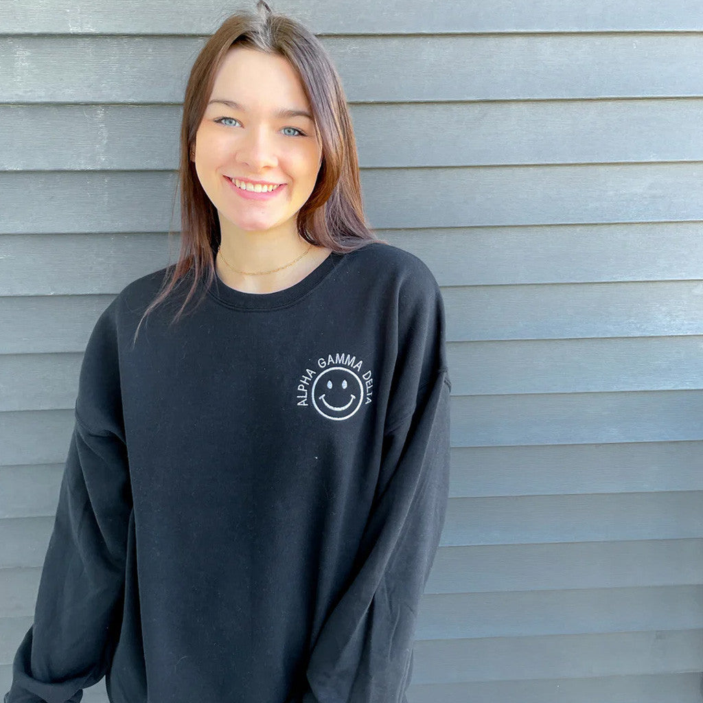 Sorority Merch All Smiles Sorority Sweatshirt Embroidered Christmas Gifts For Women's - Lilybirchmarket
