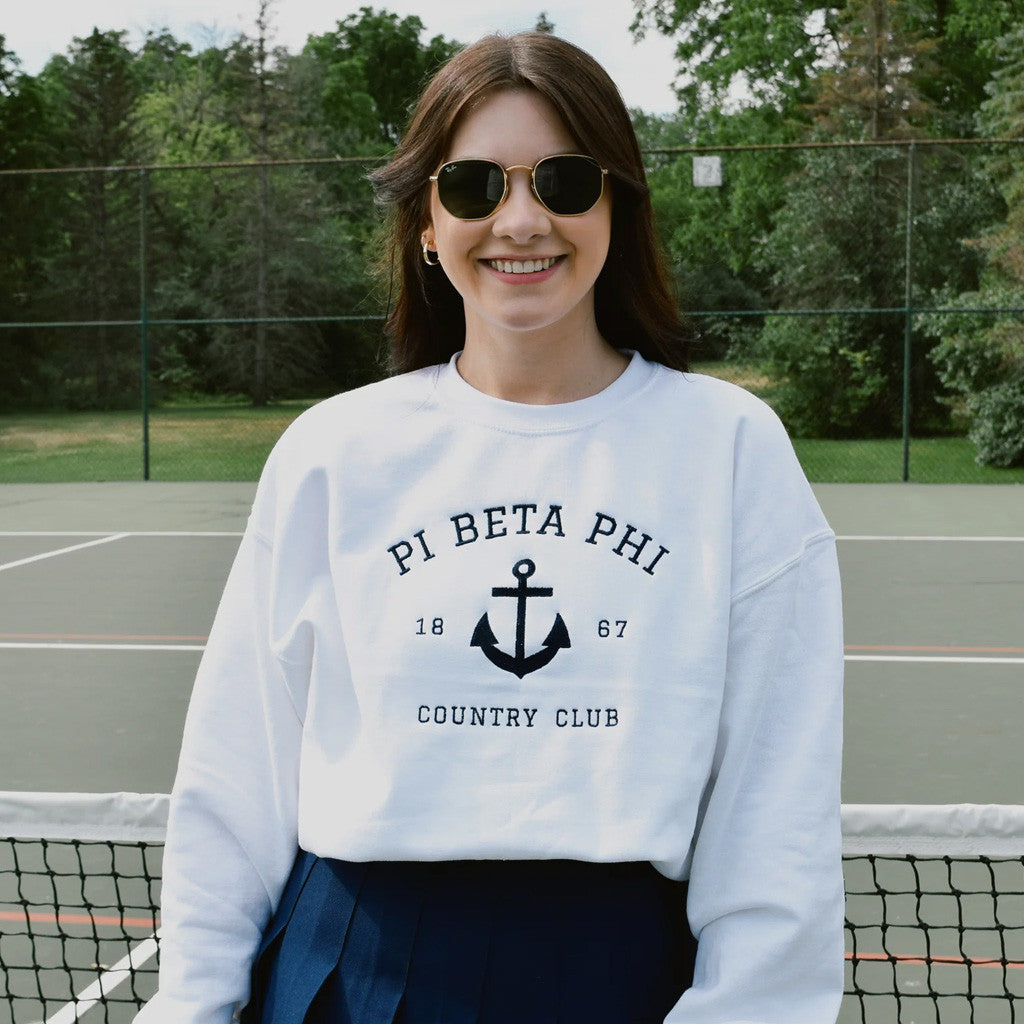 Sorority Merch Country Club Sorority Sweatshirt Embroidered Christmas Gifts For Sister In Law - Lilybirchmarket