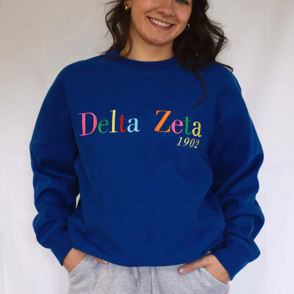 Sorority Merch Delta Zeta 1902 Sorority Crewneck Sweatshirt Good Gifts For Friends - Lilybirchmarket