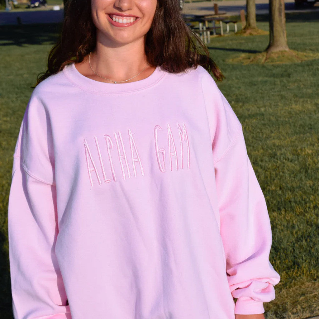 Sorority Merch Embroidered Sorority Sweatshirt Light Pink Christmas Gifts For Sister - Lilybirchmarket