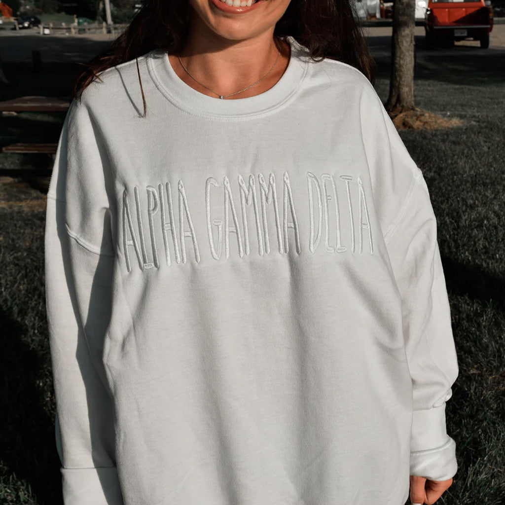 Sorority Merch Embroidered Sorority Sweatshirt White Christmas Gifts For Friends - Lilybirchmarket