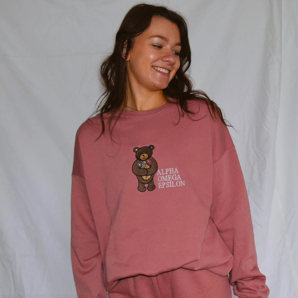 Sorority Merch Floral Valentine's Bear Sorority Sweatshirt Birthday Gifts For Wife - Lilybirchmarket