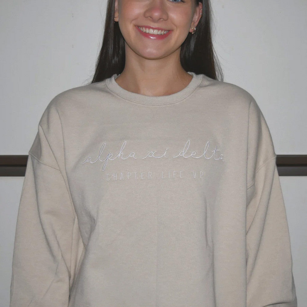 Sorority Merch Handwritten Script Executive Board Sweatshirt Embroidered Gifts For Sister - Lilybirchmarket