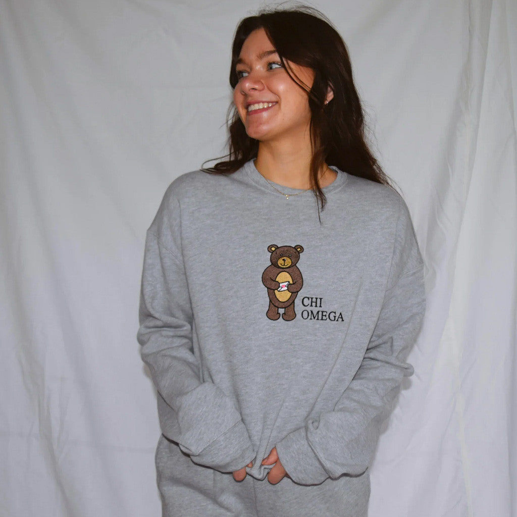 Sorority Merch Love Letter Valentine's Bear Sorority Crewneck Sweatshirt Gifts For Besties - Lilybirchmarket