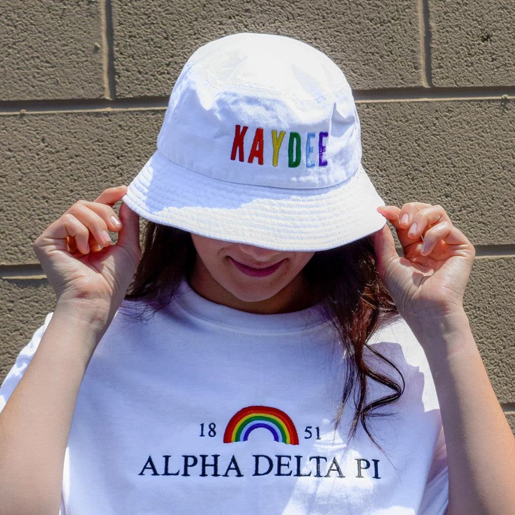 Sorority Merch Rainbow Lettered Sorority Bucket Hat Christmas Ideas For Girlfriend - Lilybirchmarket