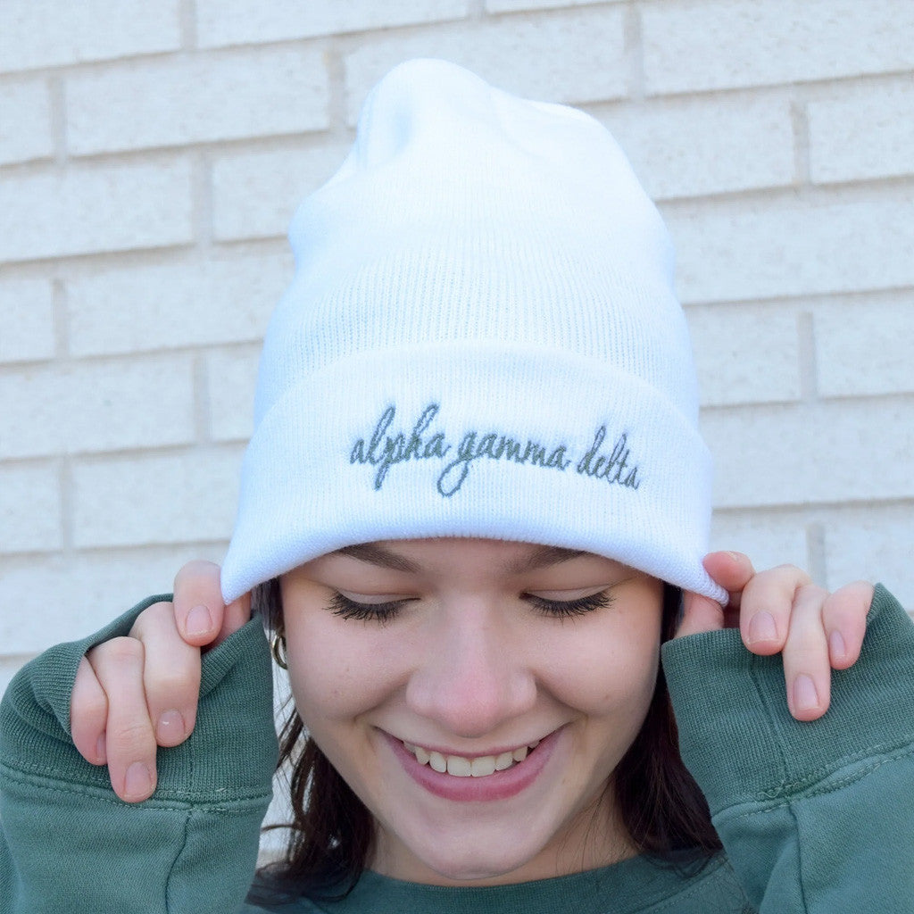 Sorority Merch Script Sorority Beanie Birthday Presents For Her - Lilybirchmarket