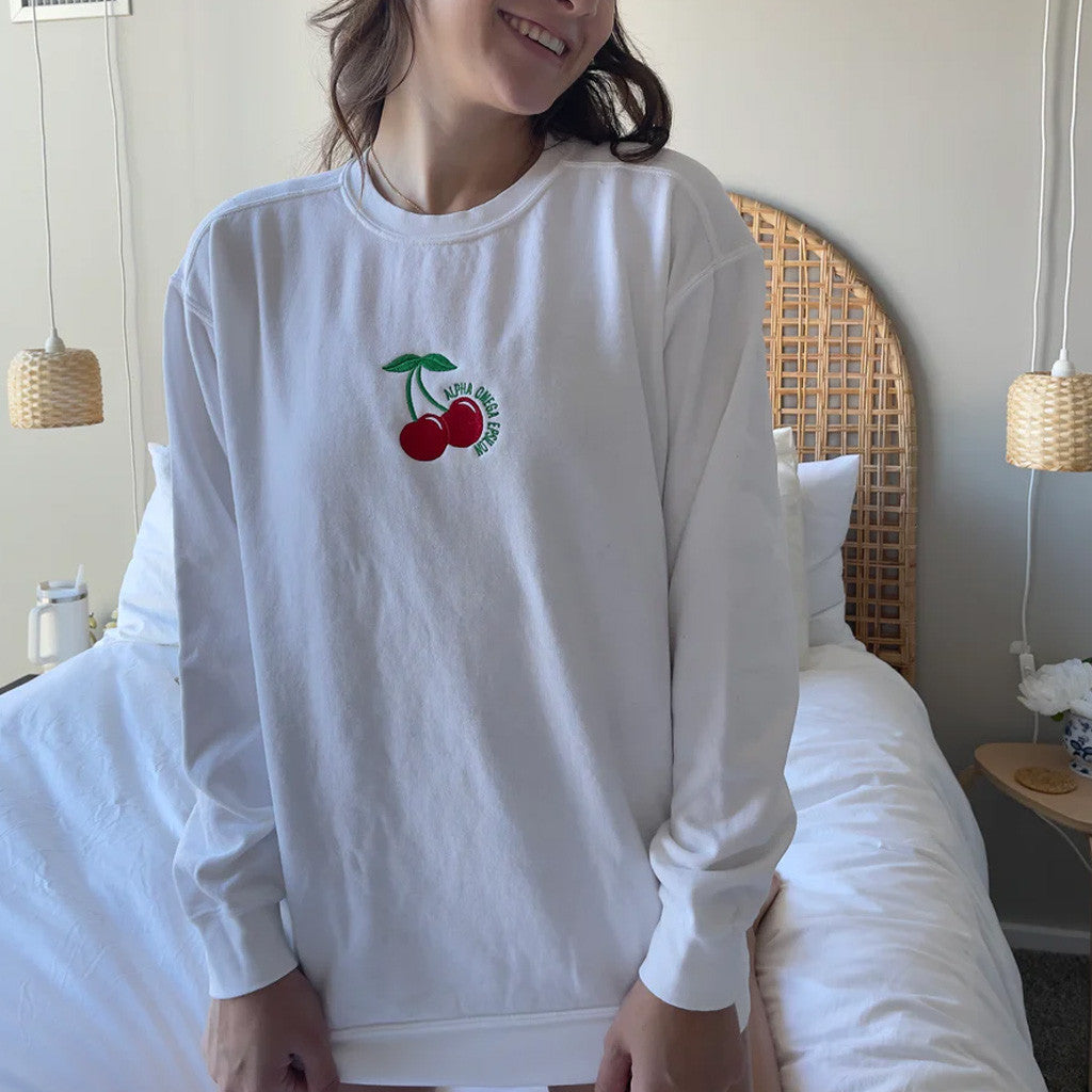 Sorority Merch Sweet Cherry Embroidered Sorority Sweatshirt Present For Sister - Lilybirchmarket