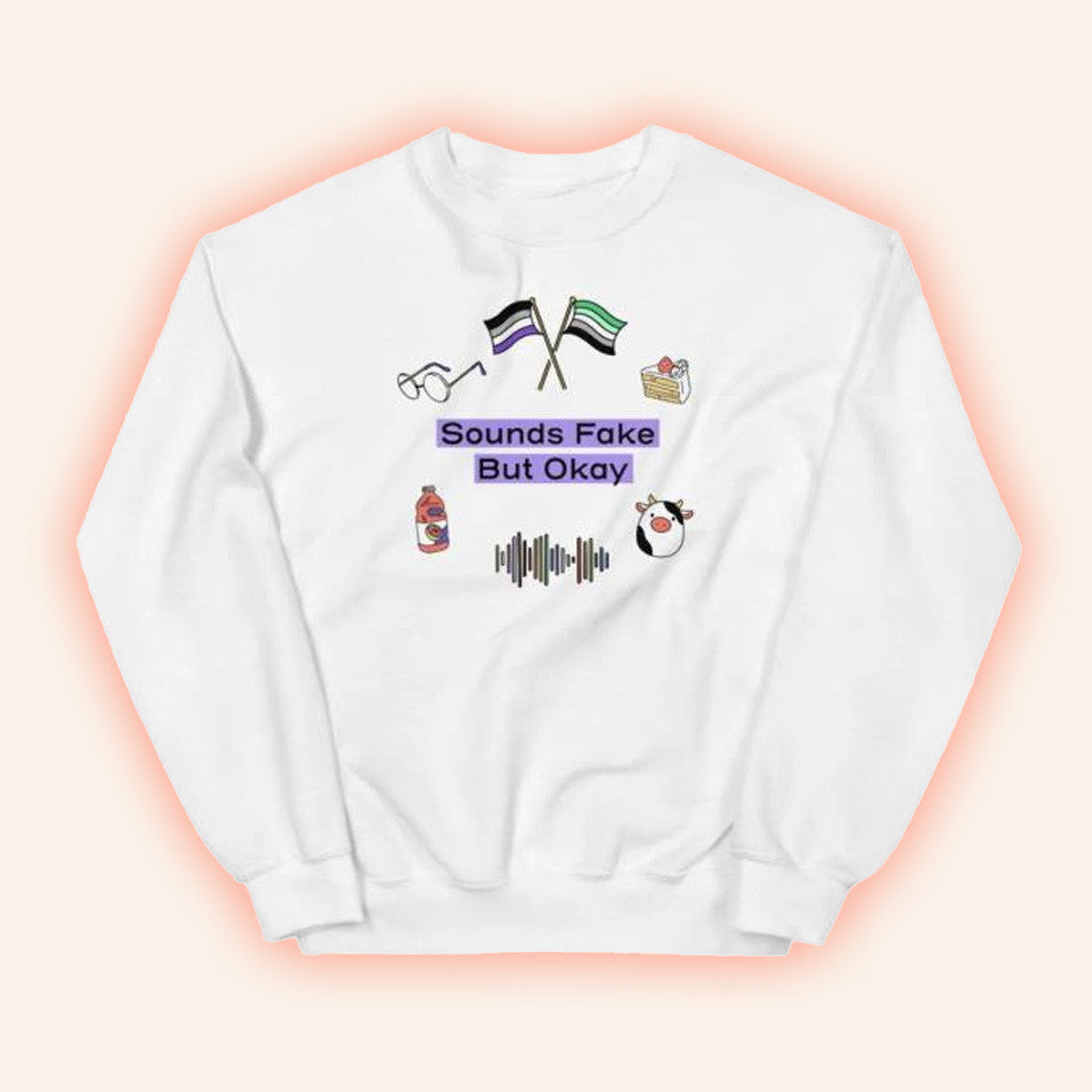 Sounds Fake Pod Merch Sounds Fake But Okay Logo Sweatshirt Friends Gifts - Lilybirchmarket