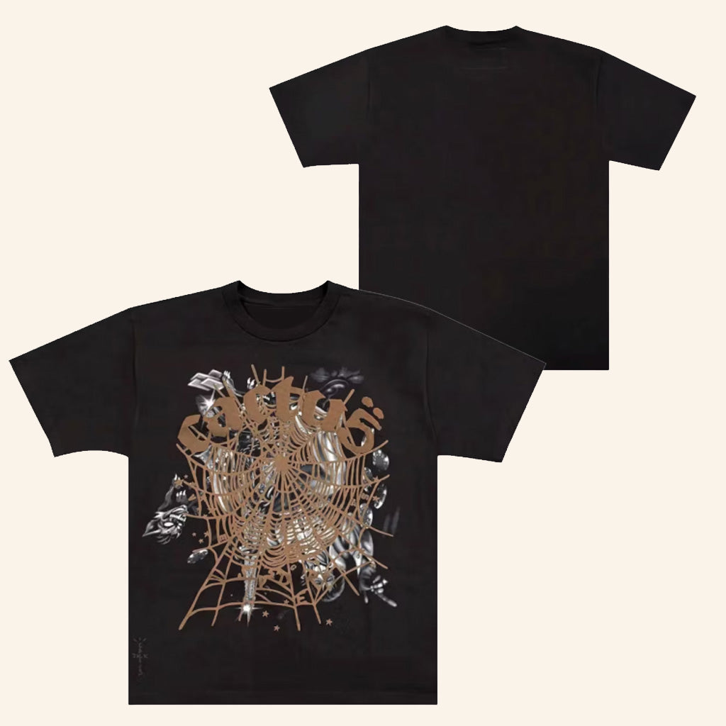 Sp5der x Travis Scott Cactus Jack Airbrush T-Shirt Cactus Jack Merch Fans Clothing Gifts - Lily Birch Market