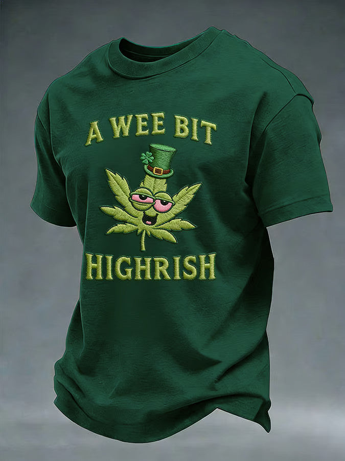  St Patrick's Day A Wee Bit Highrish T-Shirt Funny Saying St Patricks Day Shirts Gifts For Dad - TradiViet