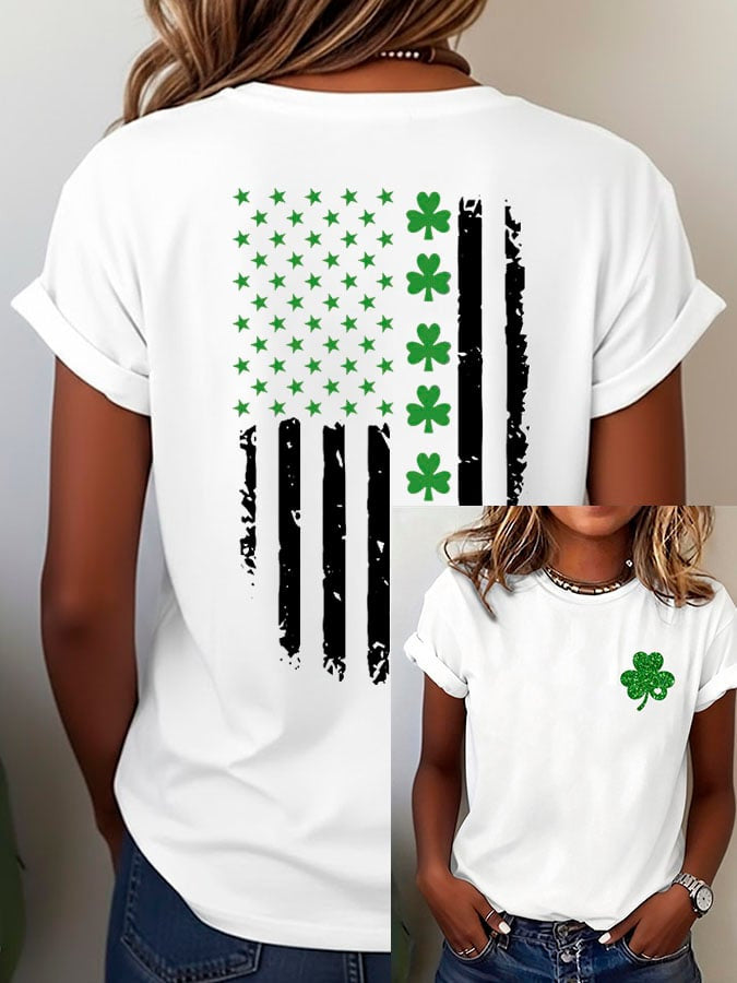  St Patrick's Day American Flag Shamrock T-Shirt Irish Holiday T Shirt St Patty'S Day Gift Ideas - TradiViet