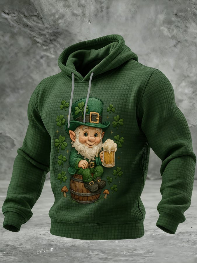 St Patricks Day Art Hoodie Cheerful Leprechaun St Patrick's Day Apparel Gift For Men - Lilybirchmarket