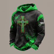 St Patrick's Day Celtic Cross Hoodie St Patrick's Day Hooded Sweatshirt Cool Gift - Lilybirchmarket