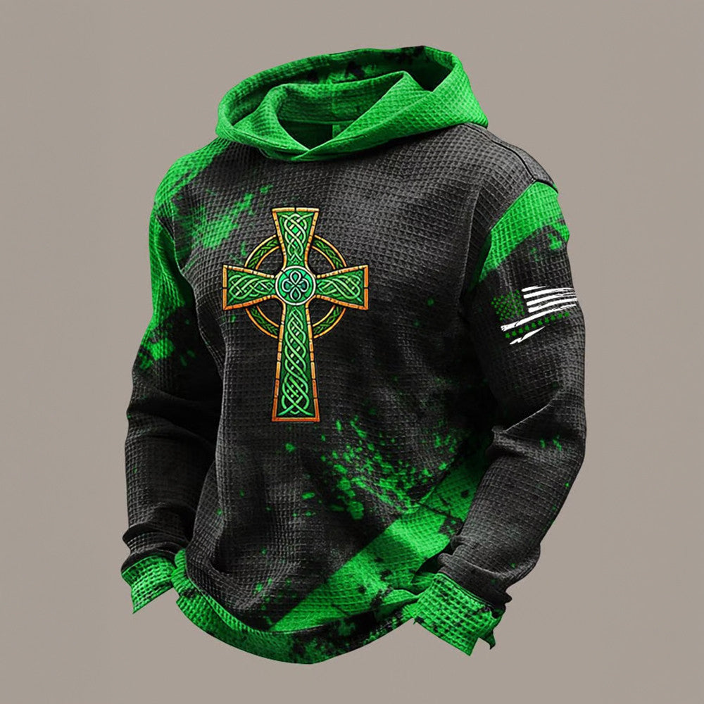 St Patrick's Day Celtic Cross Hoodie St Patrick's Day Hooded Sweatshirt Cool Gift - Lilybirchmarket