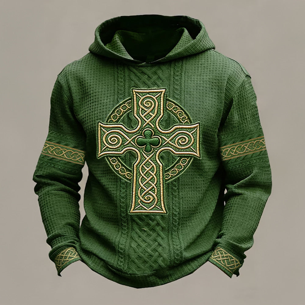 St Patrick's Day Celtic Cross Hoodie St Patricks Day Hooded Sweatshirt St Paddys Day Present - Lilybirchmarket