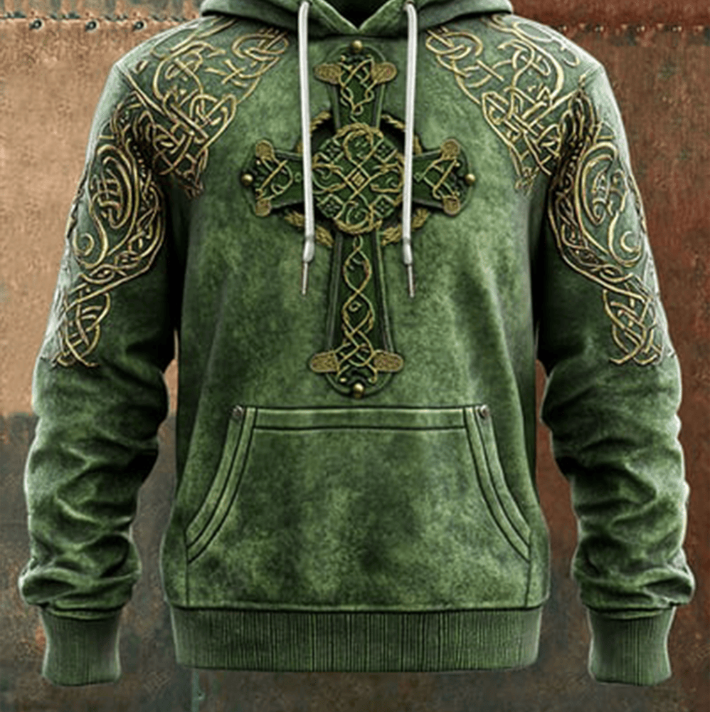 St Patrick's Day Celtic Cross Vintage Hoodie St Patrick's Day Outfit St Patricks Presents - Lilybirchmarket
