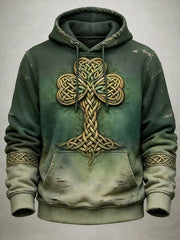 St Patricks Day Celtic Knot Clover Gradient Graphic Hoodie Irish Lucky Shamrock Gift Men - Lilybirchmarket