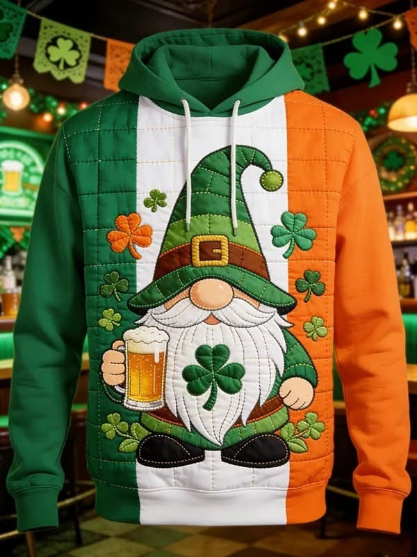 St Patrick's Day Gnome Leprechaun Hoodie Men's Shamrock Paddy's Day Apparel Gifts For Irish - Lilybirchmarket